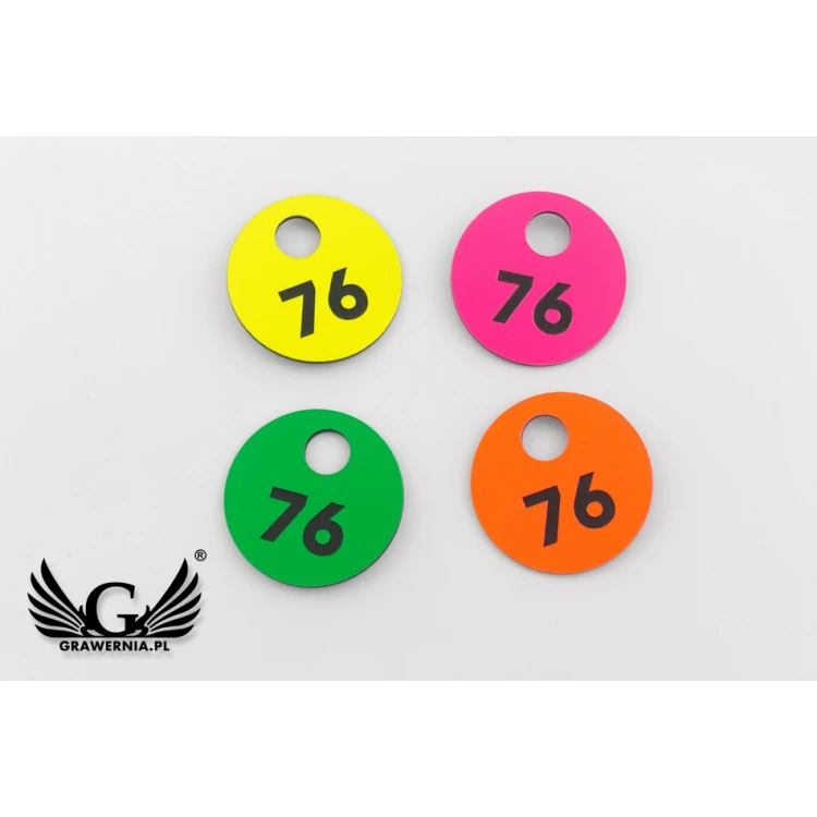 Numerki do szatni grawerowane - GREGOR NEON - wym. 40x40mm - grubość 1.6mm - NSZ007