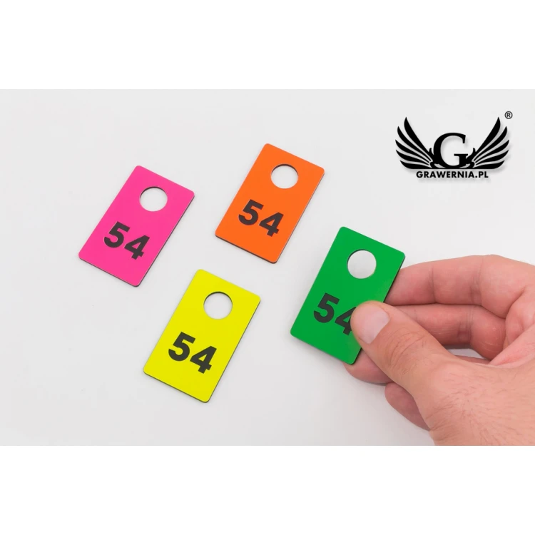 Numerki do szatni grawerowane - PROSTOKĄT NEON - wym. 30x50mm - grubość 1.6mm - NSZ009