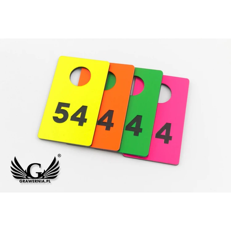 Numerki do szatni grawerowane - PROSTOKĄT NEON - wym. 30x50mm - grubość 1.6mm - NSZ009