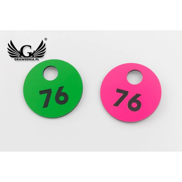 Numerki do szatni grawerowane - GREGOR NEON - wym. 40x40mm - grubość 1.6mm - NSZ007