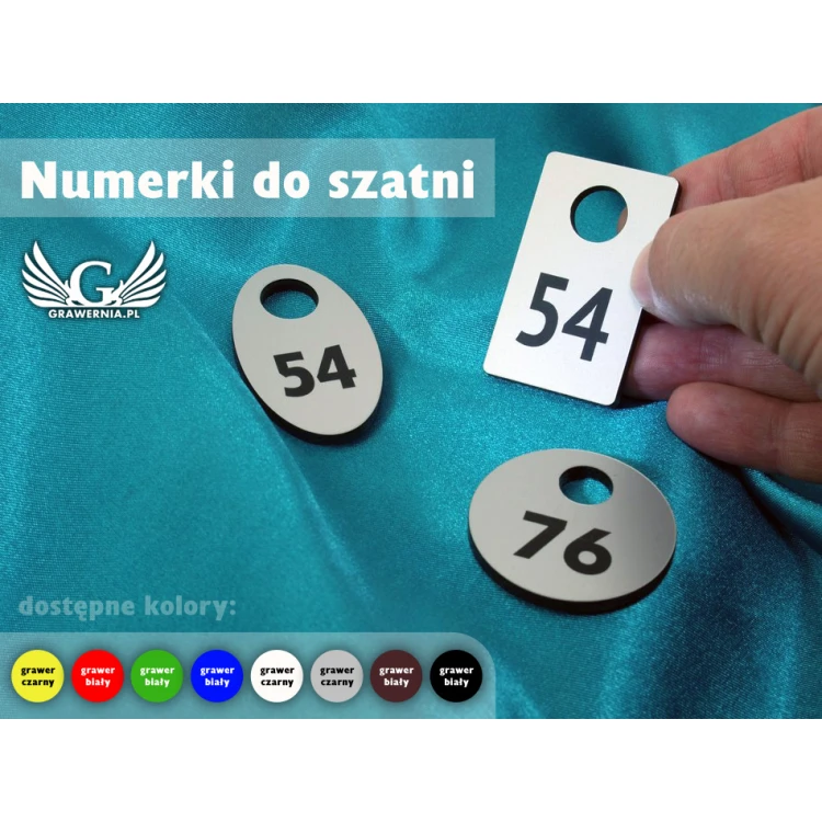 Numerki do szatni - różne kolory - trzy wersje kształtów do wyboru - grubość 3,2mm