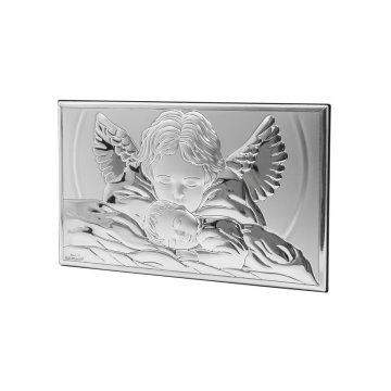 Obrazek srebrny Aniołek nad dzieciątkiem wym. 15x9cm - 81288/3X