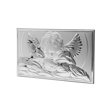 Obrazek srebrny Aniołek nad dzieciątkiem wym. 15x9cm - 81288/3X