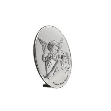 Obrazek srebrny Aniołek z latarenką nad dzieckiem wym. 10,5x14,5cm - DS27/2