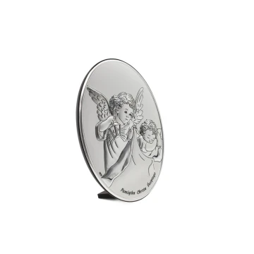 Obrazek srebrny Aniołek z latarenką nad dzieckiem wym. 10,5x14,5cm - DS27/2
