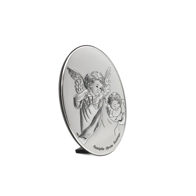Obrazek srebrny Aniołek z latarenką nad dzieckiem wym. 10,5x14,5cm - DS27/2