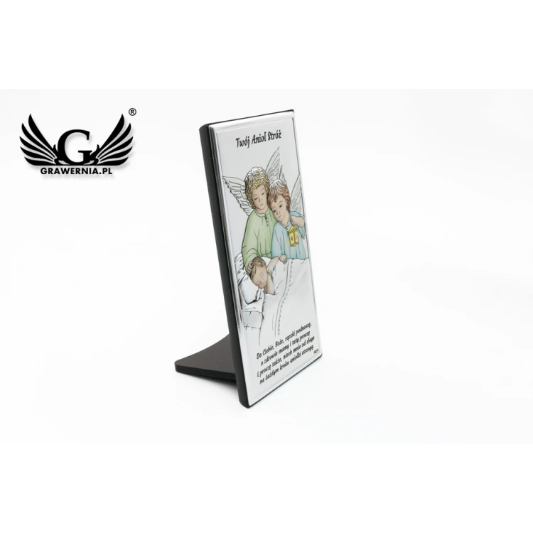 Obrazek srebrny Aniołki z latarenką nad dzieckiem 7,5x15 cm - DS22C/2C 
