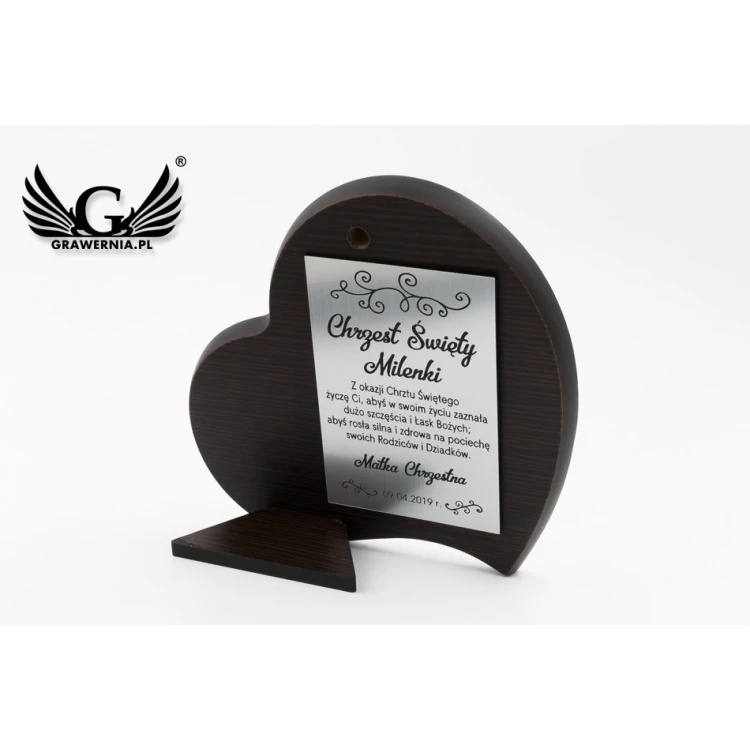 Obrazek srebrny Aniołki z latarenką nad dzieckiem 11x11 cm - Serce - DS24/2C