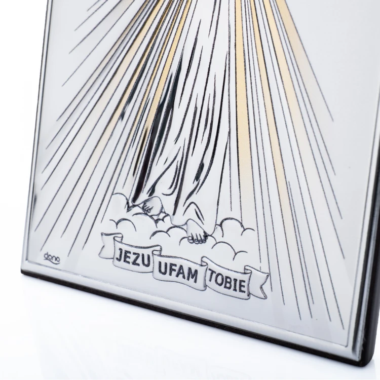 Obrazek Srebrny Jezus Miłosierny - Jezu Ufam Tobie - wym. 10x14cm - DS34/2O	