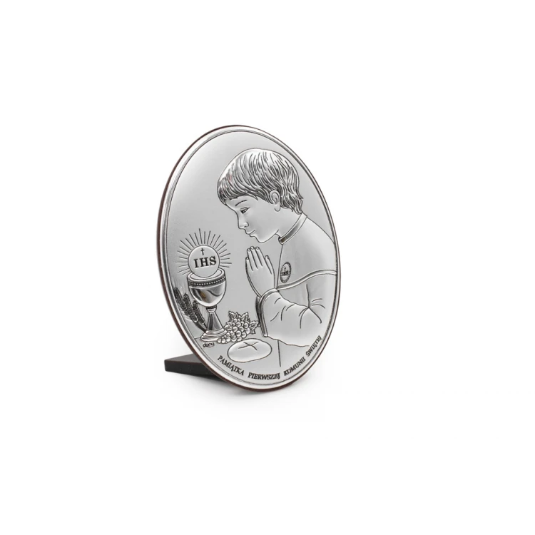Obrazek srebrny Pamiątka Pierwszej Komunii Świętej dla chłopca wym. 7x10cm - DS05/1O