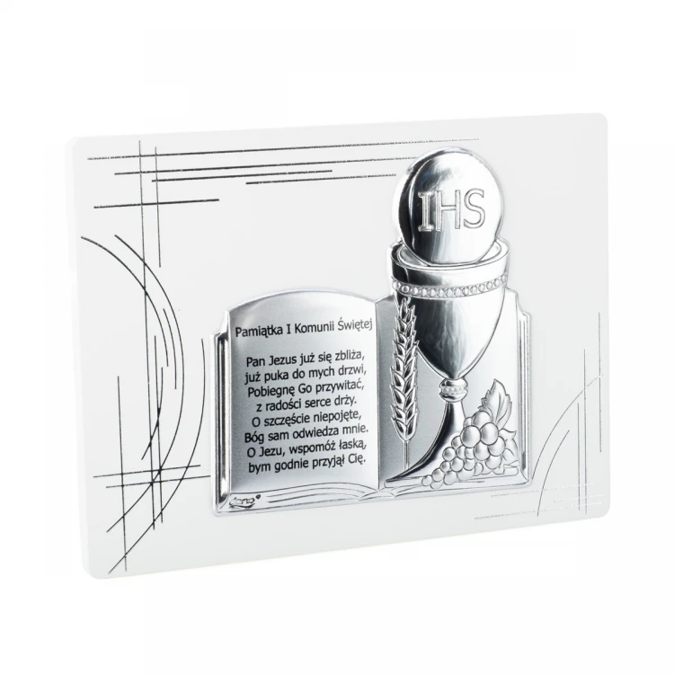 Obrazek srebrny Pamiątka Pierwszej Komunii Świętej -  wym. 14,5x11cm - DS110FJS/1