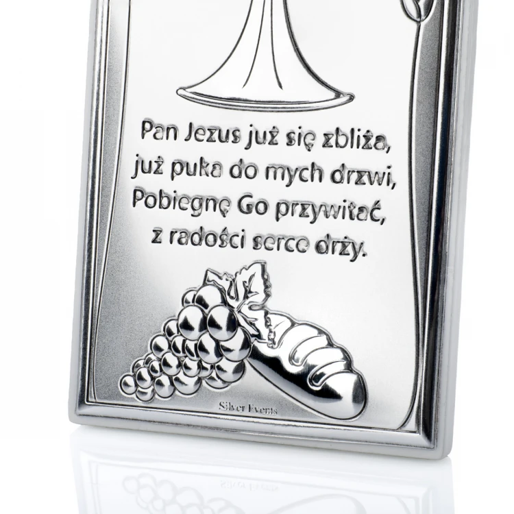 Obrazek srebrny Pamiątka Pierwszej Komunii Świętej -  wym. 6x12cm - 8001/2B