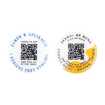 Okrągłe menu z kodem QR - tworzywo HIPS z domingiem - wym. 50mm - MEN026