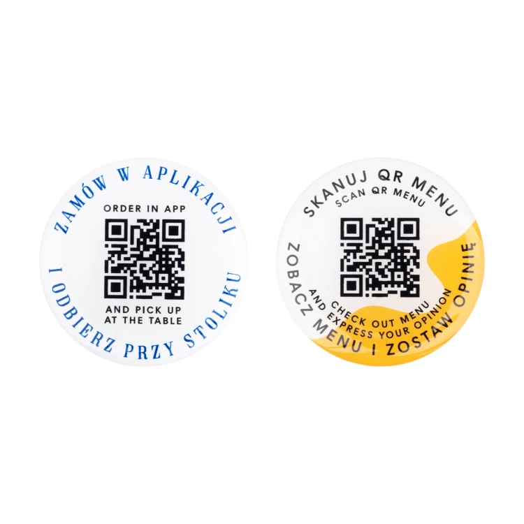 Okrągłe menu z kodem QR - tworzywo HIPS z domingiem - wym. 50mm - MEN026