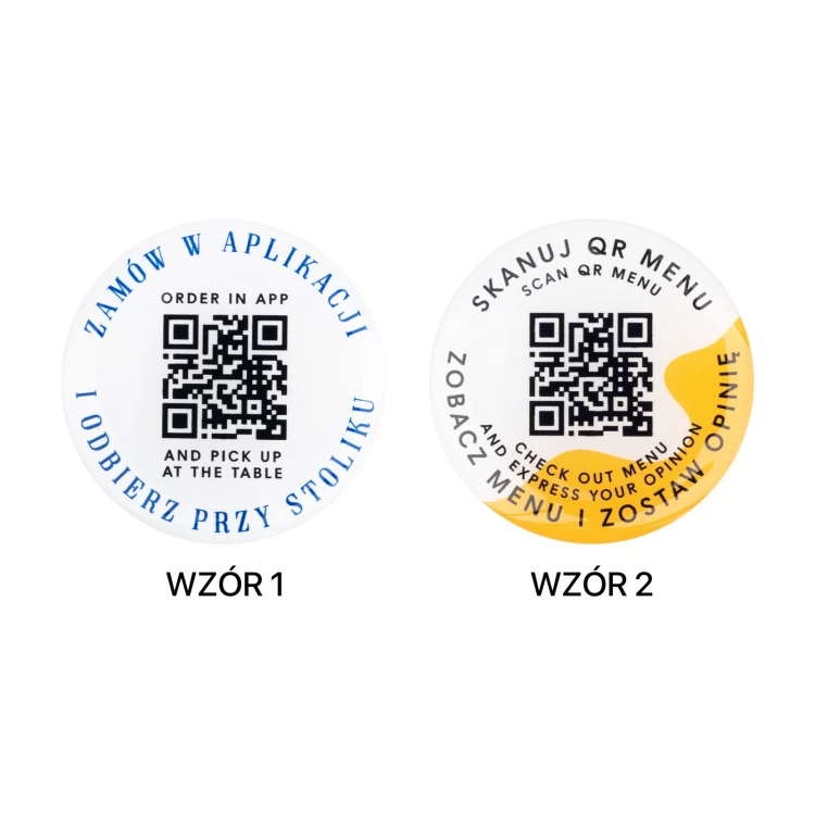 Okrągłe menu z kodem QR - tworzywo HIPS z domingiem - wym. 50mm - MEN026