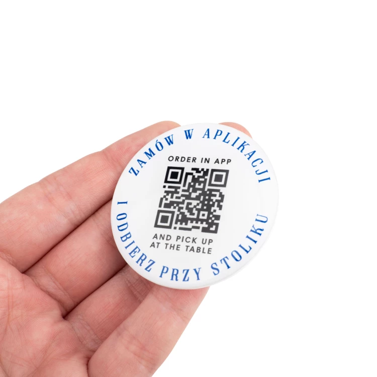 Okrągłe menu z kodem QR - tworzywo HIPS z domingiem - wym. 50mm - MEN026