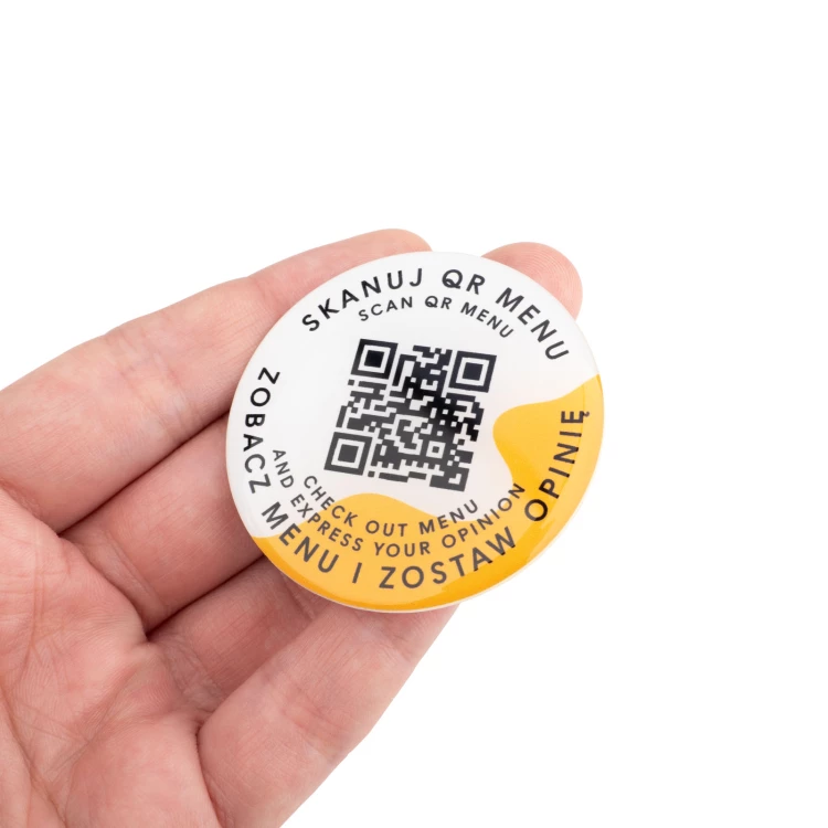 Okrągłe menu z kodem QR - tworzywo HIPS z domingiem - wym. 50mm - MEN026