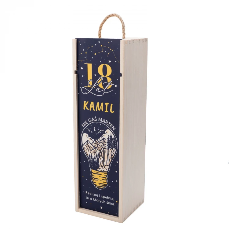 Prezent na 18 urodziny - drewniana skrzynka na alkohol - SK084