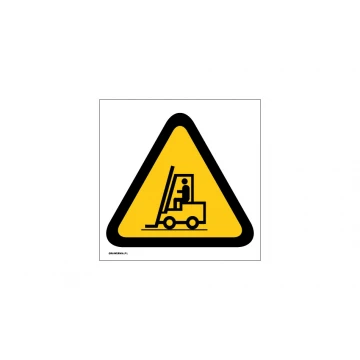 Ostrzeżenie przed urządzeniami do transportu poziomego - wym. 150x150mm - PVC - kolorowy druk UV - BHP022