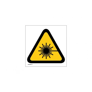 Ostrzeżenie przed wiązką lasera - wym. 150x150mm - PVC -  druk UV - BHP013