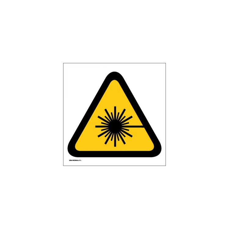 Ostrzeżenie przed wiązką lasera - wym. 150x150mm - PVC -  druk UV - BHP013