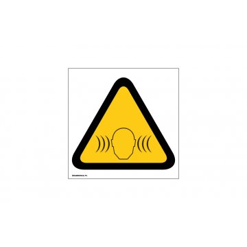Ostrzeżenie przed wysokim poziomem hałasu - wym. 150x150mm - PVC - kolorowy druk UV - BHP015