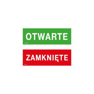 Otwarte/Zamknięte - tabliczka do sklepu wym. 300x100mm - PVC - kolorowy druk UV - TAB196