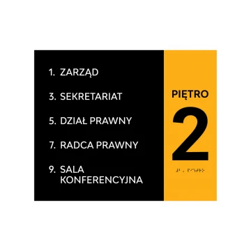 Oznaczenie pięter - tabliczka z pismem Braille'a - wym. 423x350mm - PCW twarde - SUN - TAB320
