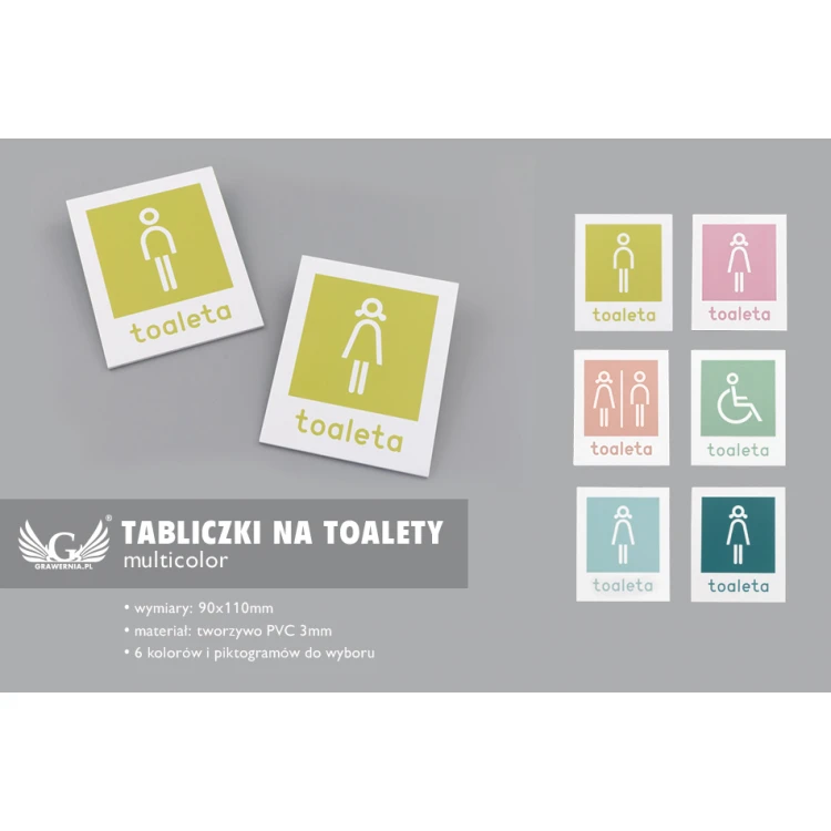 Oznakowanie toalet - Druk UV - PVC 3mm - wym. 90x110mm - TT024