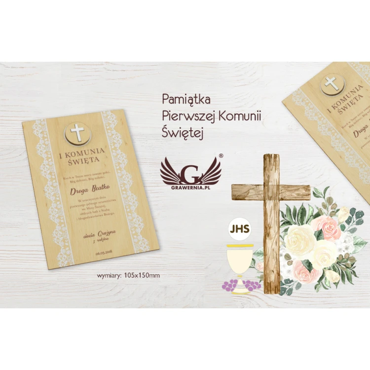 Pamiątka Pierwszej Komunii Świętej - cyfrowy druk UV - KOM003