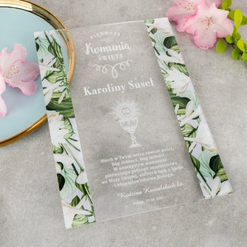 Pamiątka Pierwszej Komunii Świętej z plexi - druk UV - KOM019