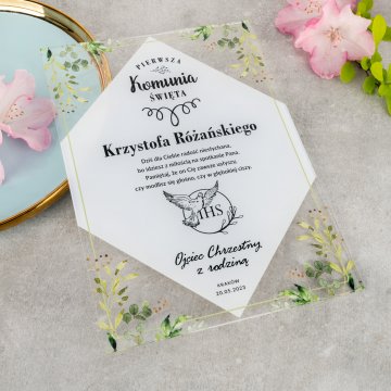Pamiątka Pierwszej Komunii Świętej z plexi - druk UV - KOM021