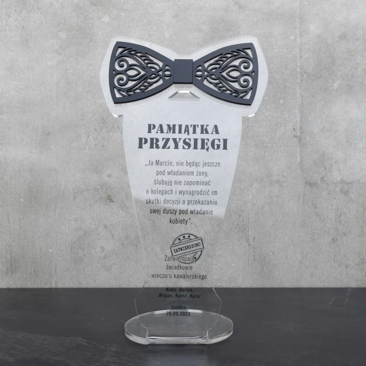 Pamiątka wieczoru kawalerskiego - Muszka - model DTA084 - wysokość 22 cm