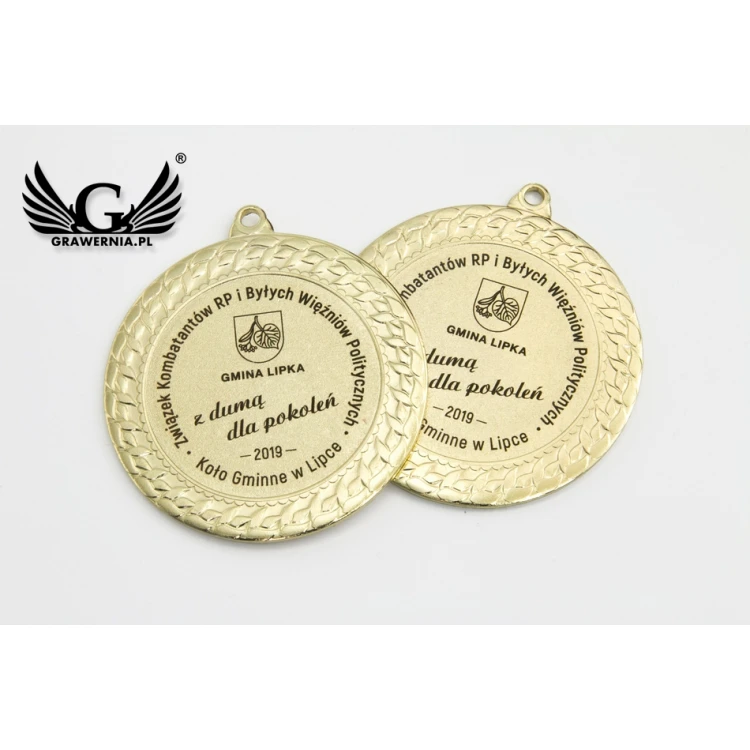 Medal grawerowany w drewnianej kasetce - średnica 70mm - MGR089