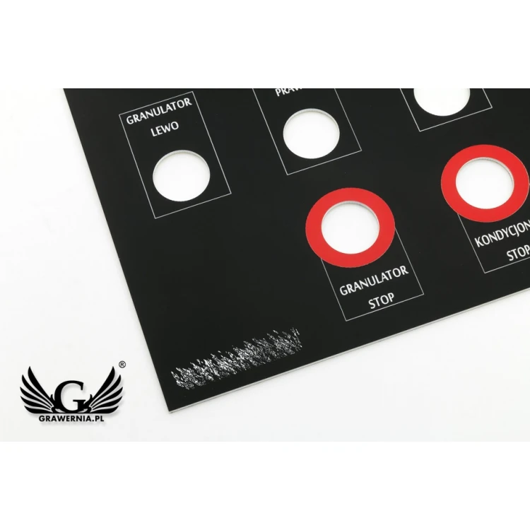 Panel czołowy do maszyn i urządzeń - czarny - grubość: 1,6mm