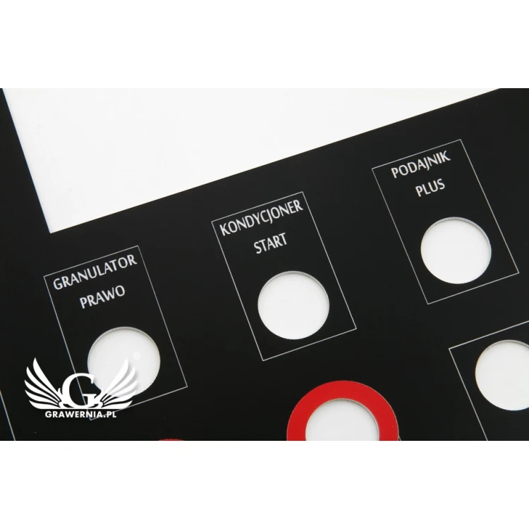 Panel czołowy do maszyn i urządzeń - czarny - grubość: 1,6mm