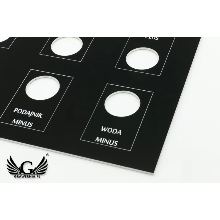 Panel czołowy do maszyn i urządzeń - czarny - grubość: 1,6mm