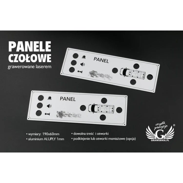 Panel czołowy grawerowany z aluminium aluply - wymiar 190x60mm - PCZ021