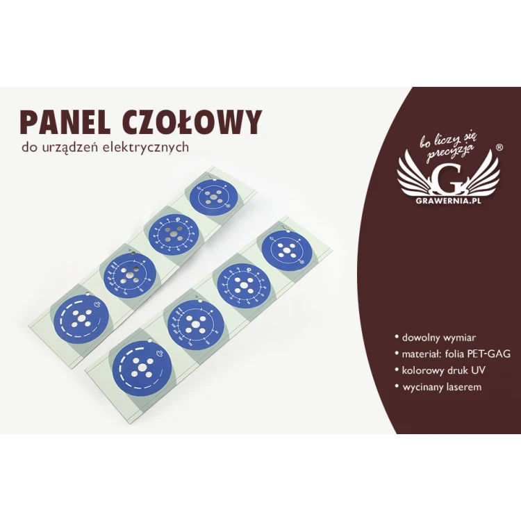 Panel czołowy o wymiarach 102x418mm - kolorowy druk UV