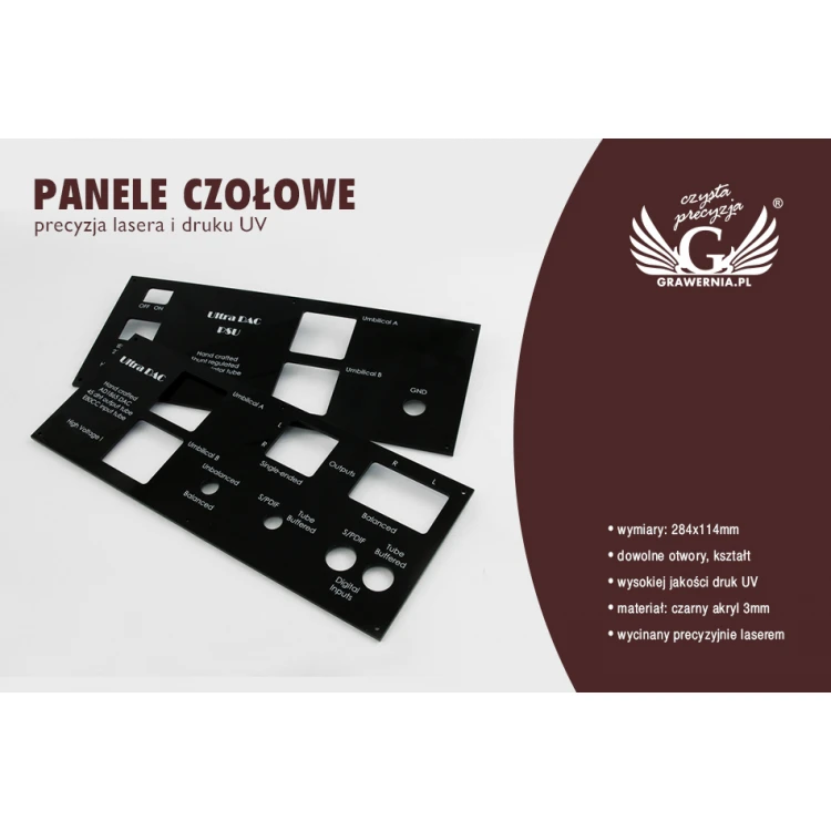 Panel czołowy o wymiarach 284x114mm - cyfrowy druk UV