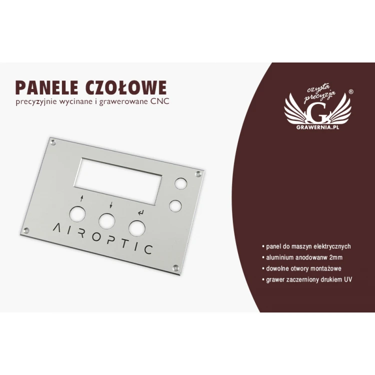 Panel czołowy z aluminium anodowanego wym. 100x160mm - gr. 2mm 