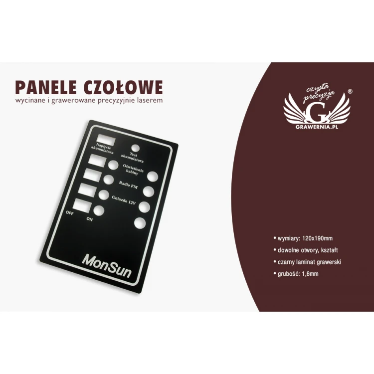 Panel czołowy - BLACK - grubość: 1,6mm