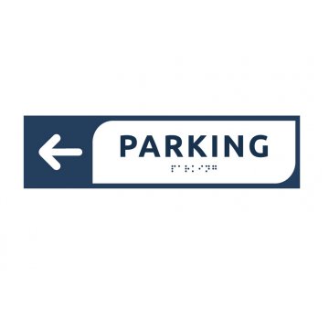 Parking - tabliczka kierunkowa z dibondu z pismem Braille'a - wym. 274x72mm - MONO - TAB297