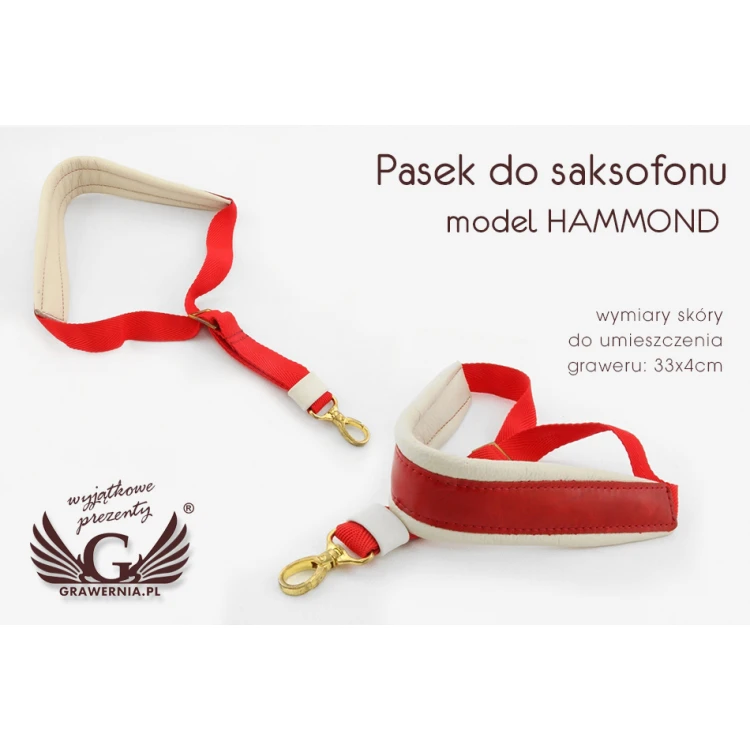PASEK DO SAKSOFONU biało-czerwony - model: Hammond - wersja Komfort - PDS11