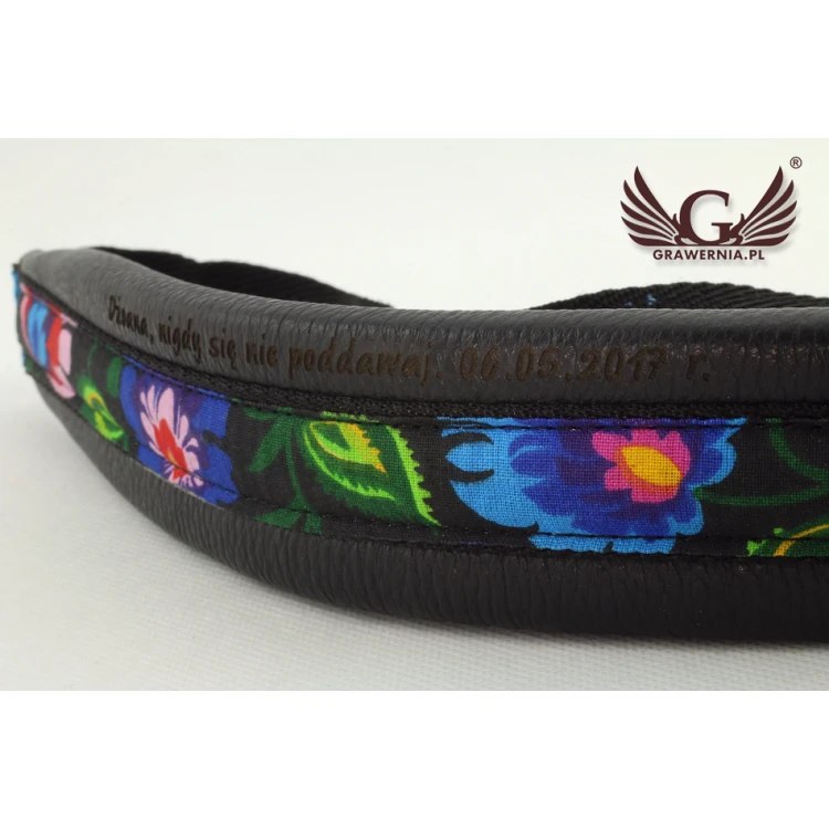PASEK DO SAKSOFONU czarny - model Black Flower - wersja Komfort - PDS31