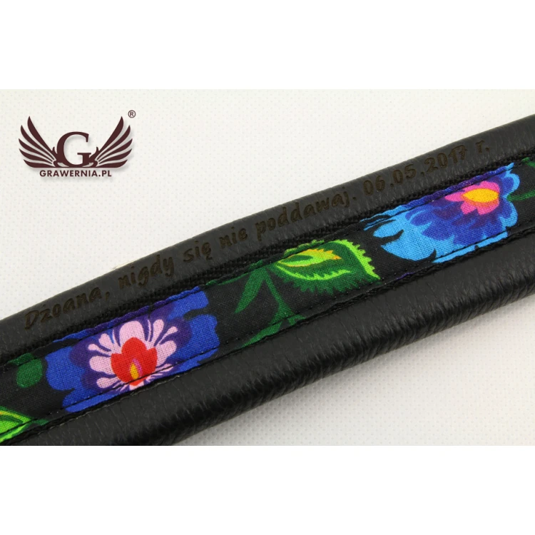 PASEK DO SAKSOFONU czarny - model Black Flower - wersja Komfort - PDS31