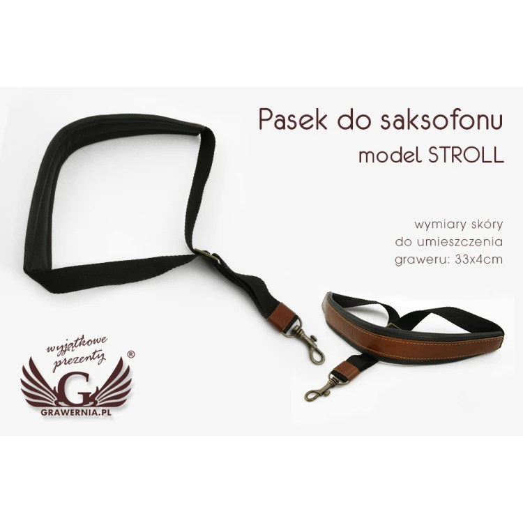PASEK DO SAKSOFONU czarno-brązowy - model Stroll - wersja Komfort - PDS21