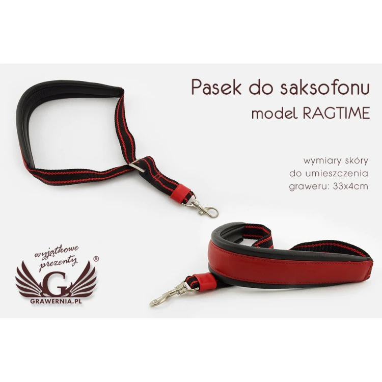 PASEK DO SAKSOFONU czarno-czerwony - model: Ragtime - wersja Komfort - PDS15