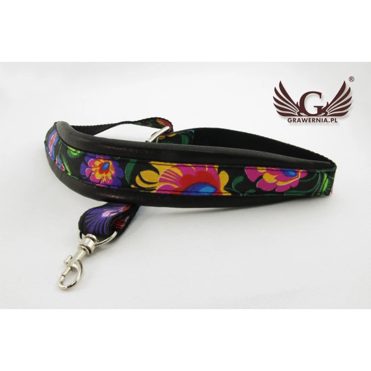 PASEK DO SAKSOFONU czarny - model Black Flower - wersja Komfort - PDS31