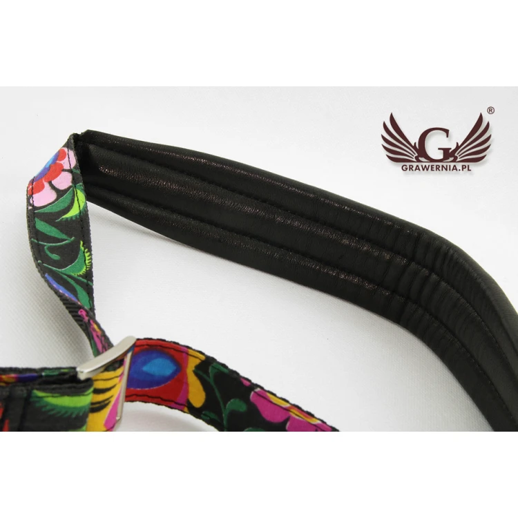 PASEK DO SAKSOFONU czarny - model Black Flower - wersja Komfort - PDS31